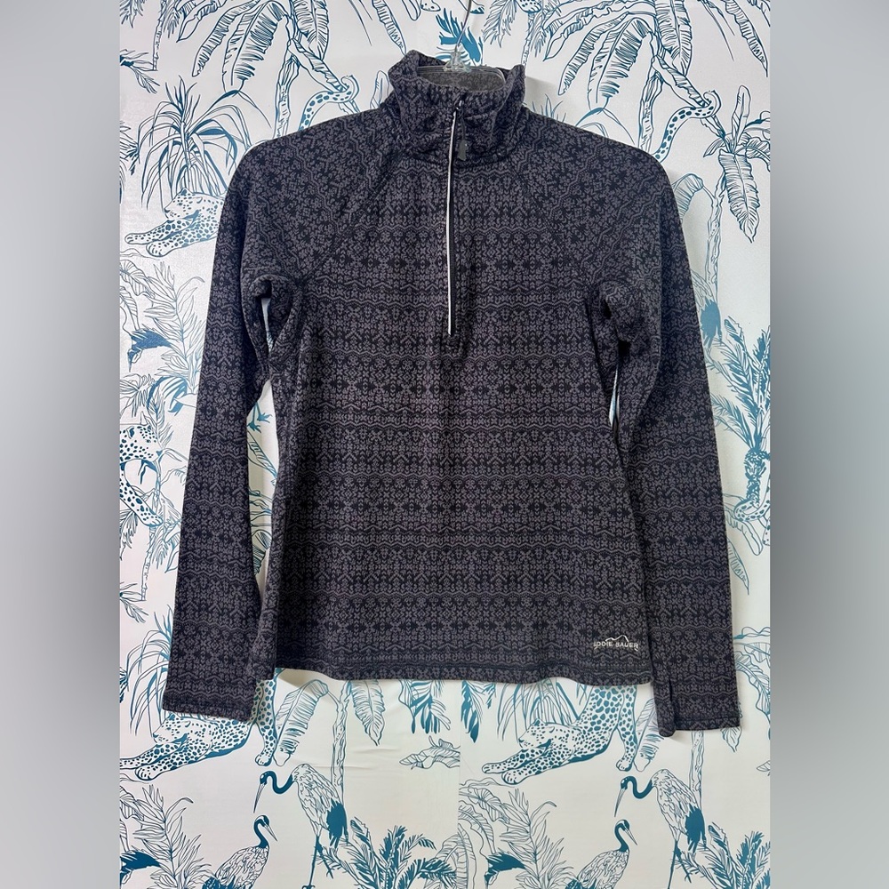 Eddie Bauer Black Patterned Sweatshirt